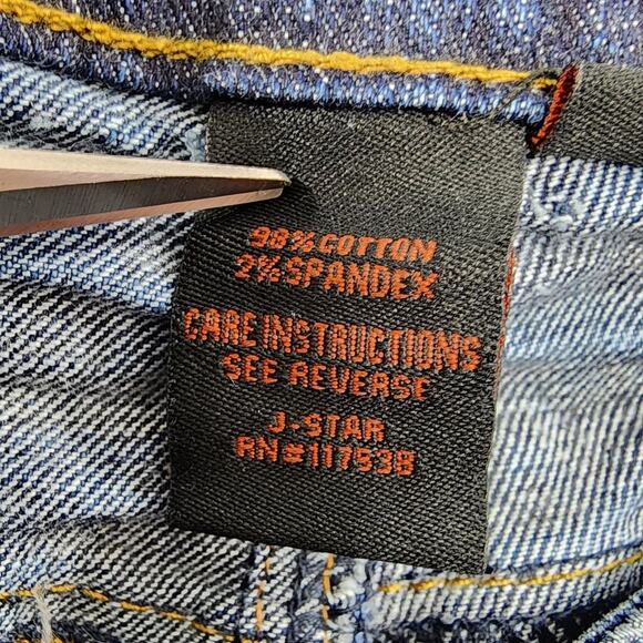 NEW J-Star Jeans Womens 3/4 Blue Studded Low Rise Bootcut Stretch Denim Faded - Picture 10 of 16